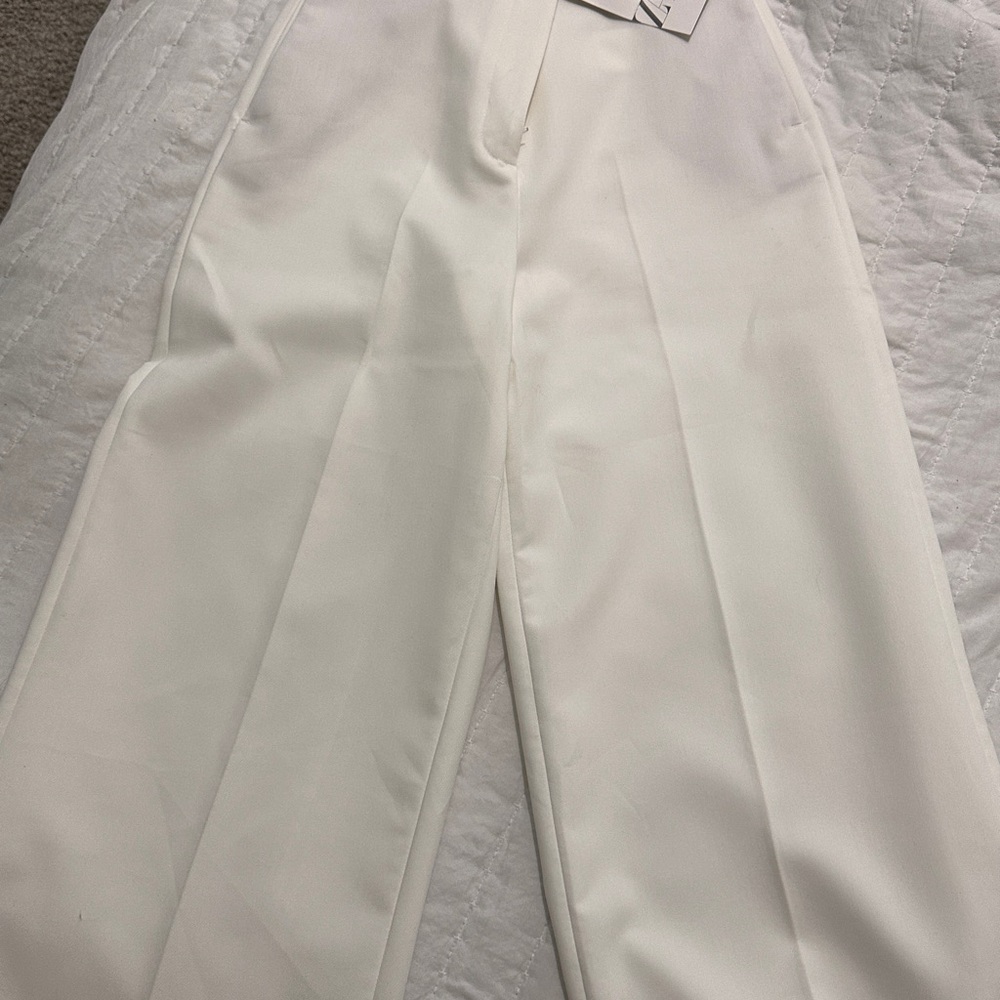 Zara Cream High-Waist Trousers